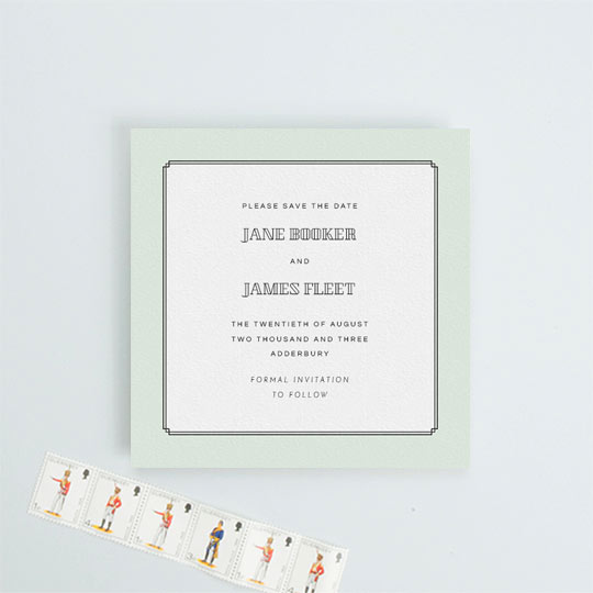 Wedding Save the Date Card (Simple) - "Deco mint (Save the Date)" A mint green wedding save the date card. It is a simple save the date with an art deco feel.